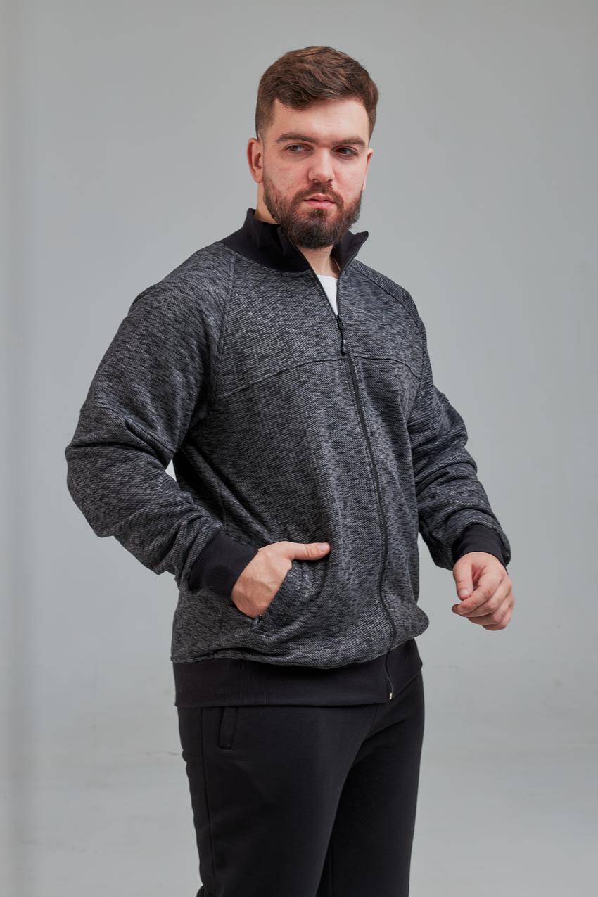 Кофта мужской М0143.4 на замке XL Черный меланж (638-1-63)