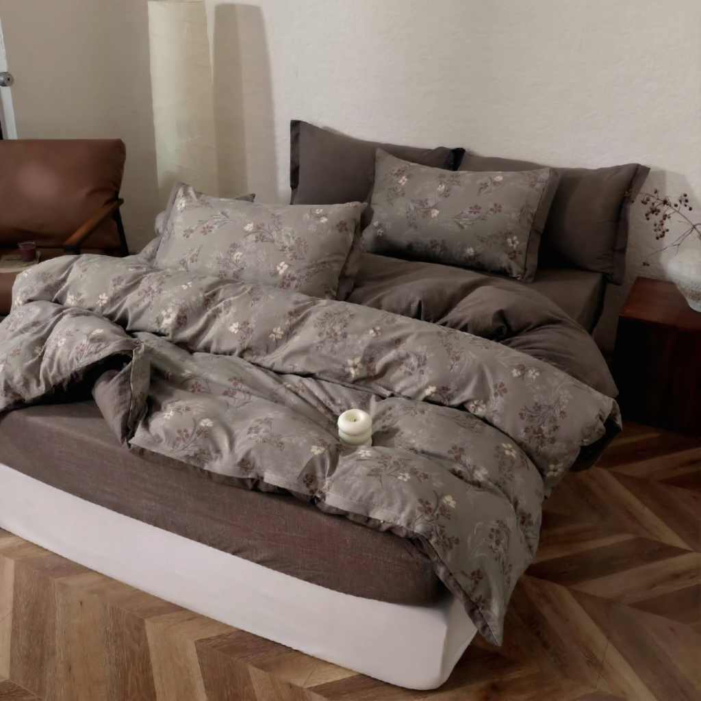 Постільна білизна варена бавовна полуторний 50х70 см Коричневий