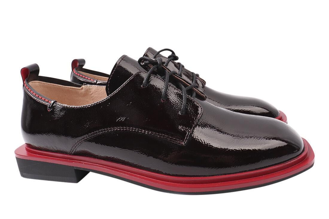 Туфли женские Molka из лаковой кожи на низком ходу р. 39 Бордовый (152-21DTC)