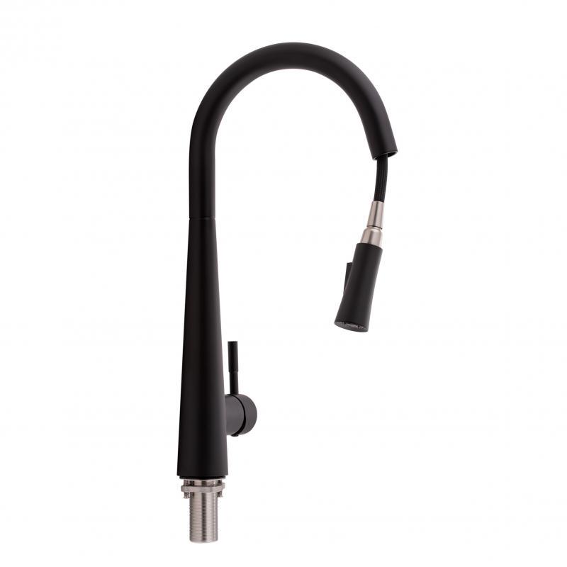 Смеситель для кухонной мойки Qtap Evicka 9135103UB с выдвижным изливом Черный