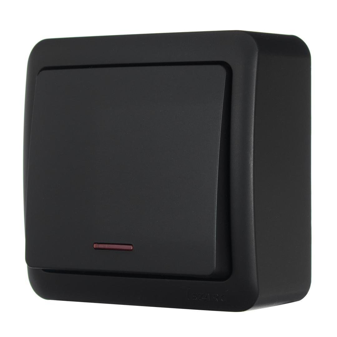 Вимикач одноклавішний Lezard VIOLA 751-4200-111 з підсвіткою Антрацит (27551223)