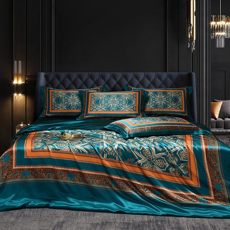 Комплект постельного белья Silk Kiss King Size 1001 Ночь 200x230 см Синий (12765473)