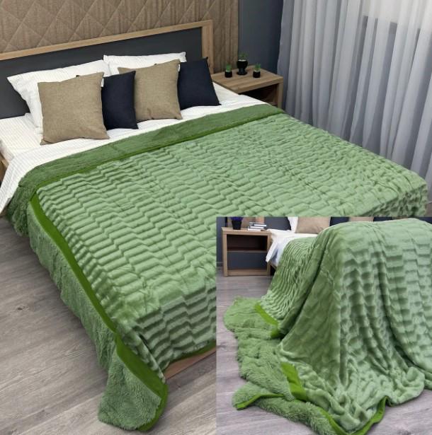 Покривало велсофт в смужку 220х250 см Салатовий (87-103) - фото 6 Покривало велсофт в смужку 220х250 см Салатовий (87-103) - фото 6