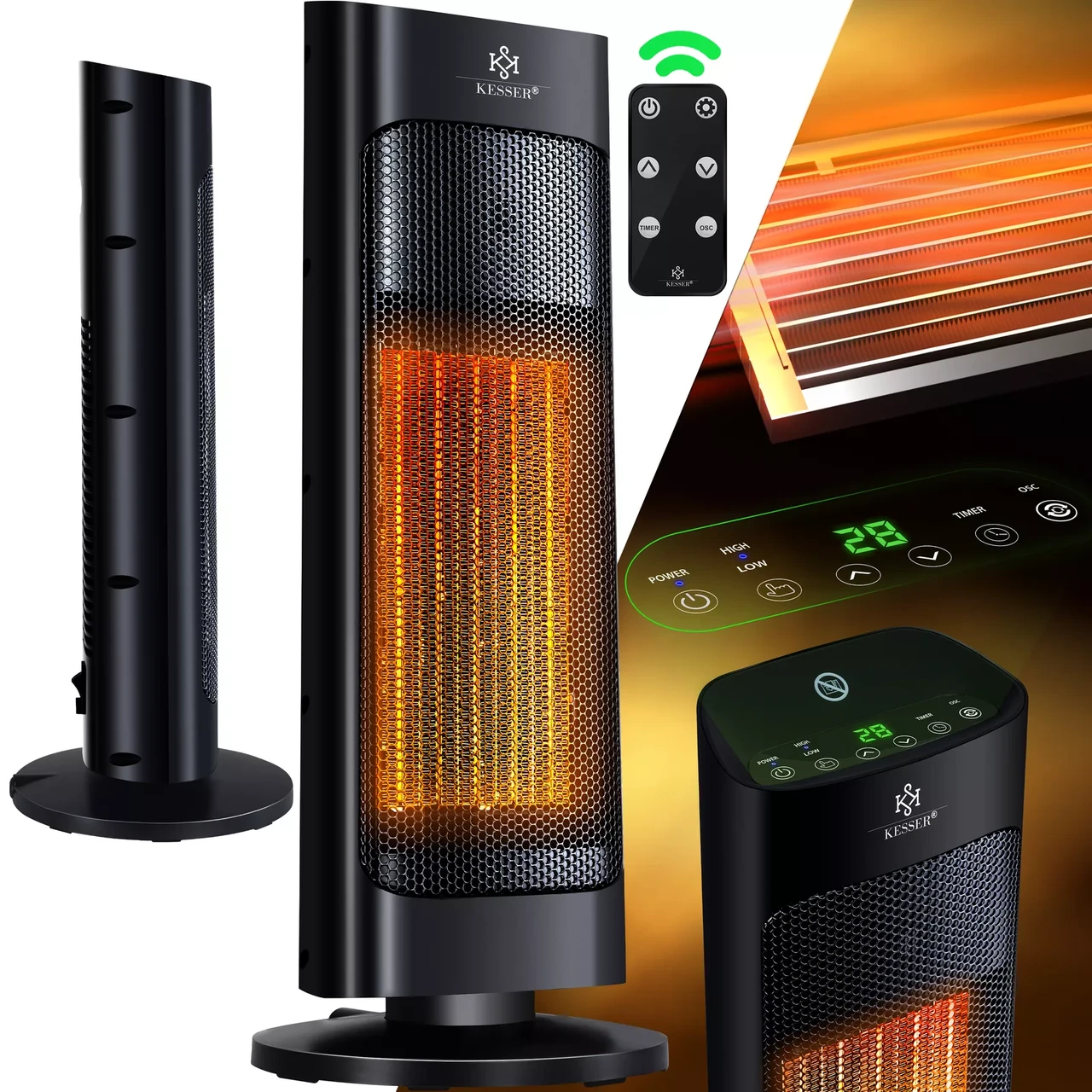 Інфрачервоний обігрівач KESSER керамічний 2000 Вт 52x9x19 см (14236sc) - фото 2 Інфрачервоний обігрівач KESSER керамічний 2000 Вт 52x9x19 см (14236sc) - фото 2
