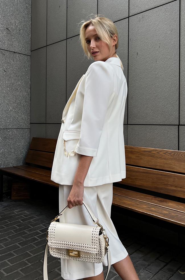 Костюм Lipar 0420 двойка пиджак/кюлоты р. 48 Молочный (16906855) - фото 4