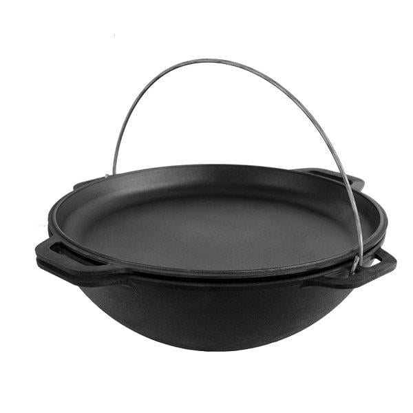 Котел азиатский Brizoll чугунный с крышкой-сковородкой 12 л