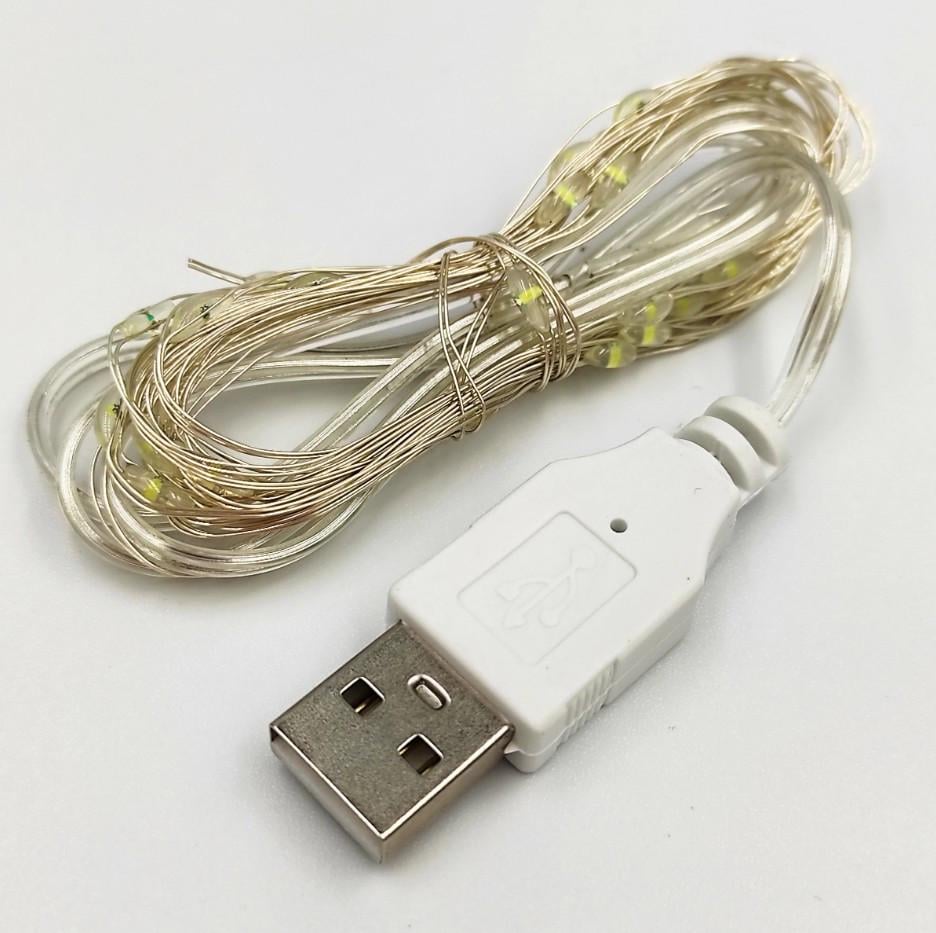Гирлянда Роса от USB 10 м Белый теплый (10031) - фото 3