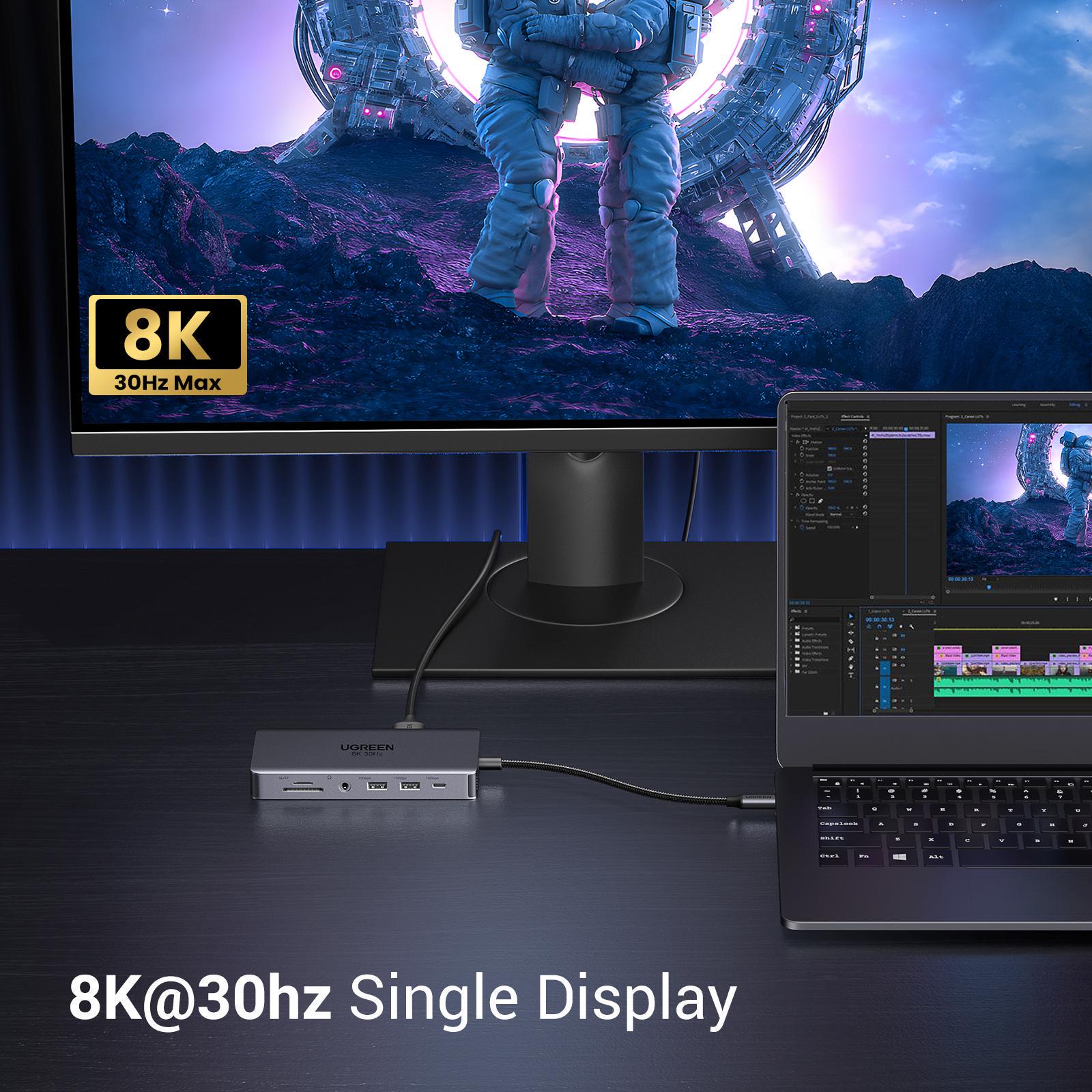 Док-станция USB-C Ugreen 30 см HDMI 8K Серый (15965) - фото 5 Док-станция USB-C Ugreen 30 см HDMI 8K Серый (15965) - фото 5