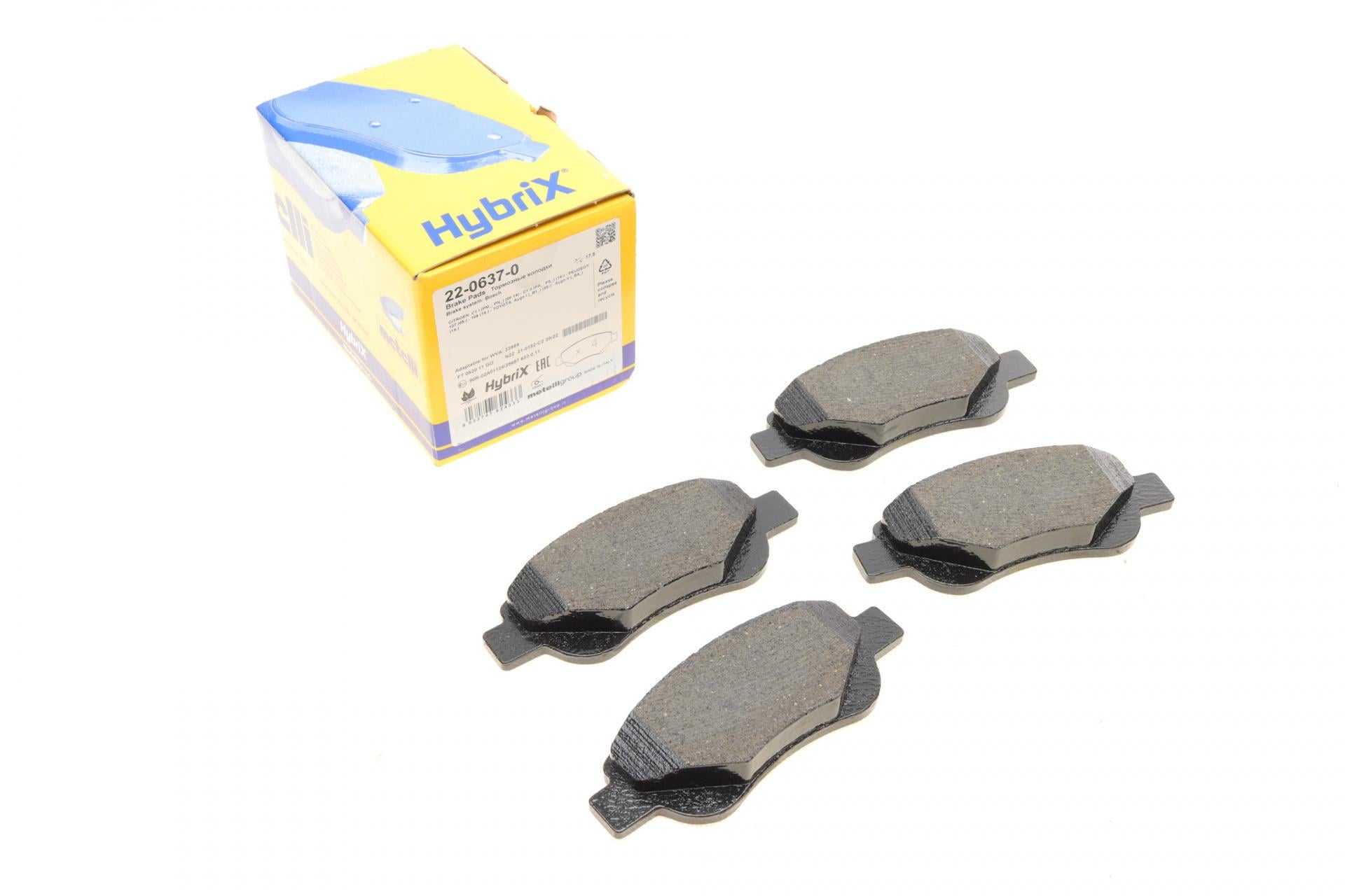 Тормозные колодки передние METELLI для Citroen С1/Peugeot 107 05-/108 14-/Toyota Aygo 05- (22-0637-0)