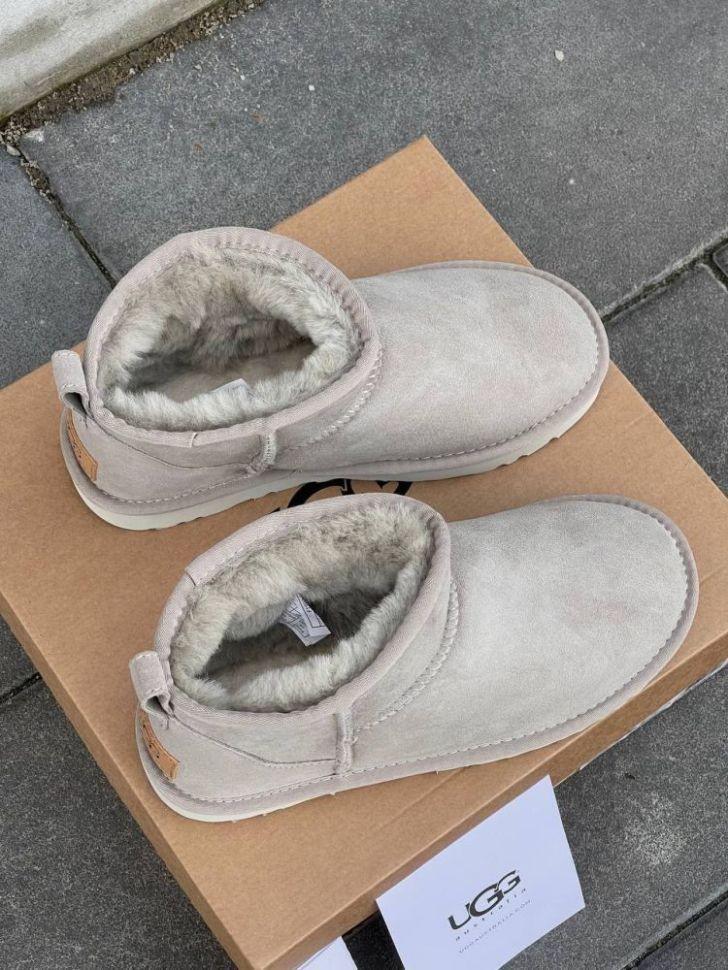 Уги женские UGG Classic Ultra Mini р. 36 Light Grey Suede (12089) - фото 15