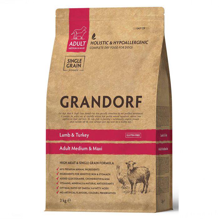 Корм сухий для собак середніх та великих порід Grandorf Dog Medium & Maxi Lamb & Turkey ягня та індичка 10 кг