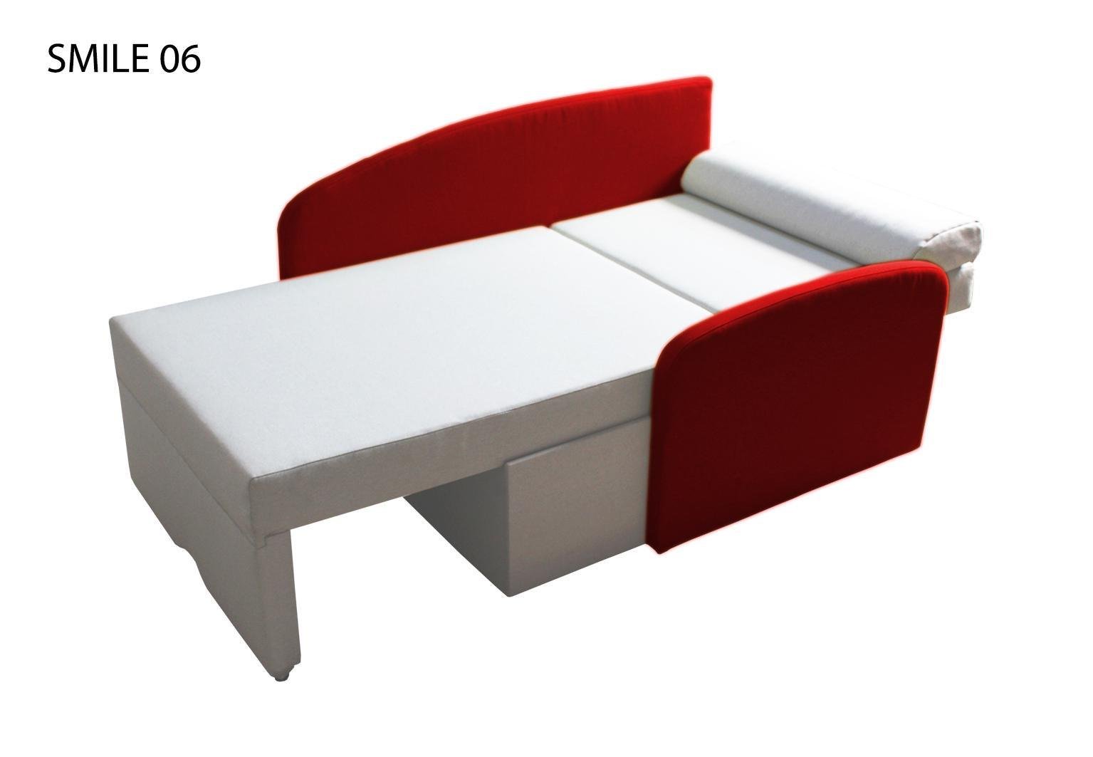 Диван-мини раскладной Viorina-Deko Etna Smile 06 ЛДСП/ ткань Красный/Белый - фото 4