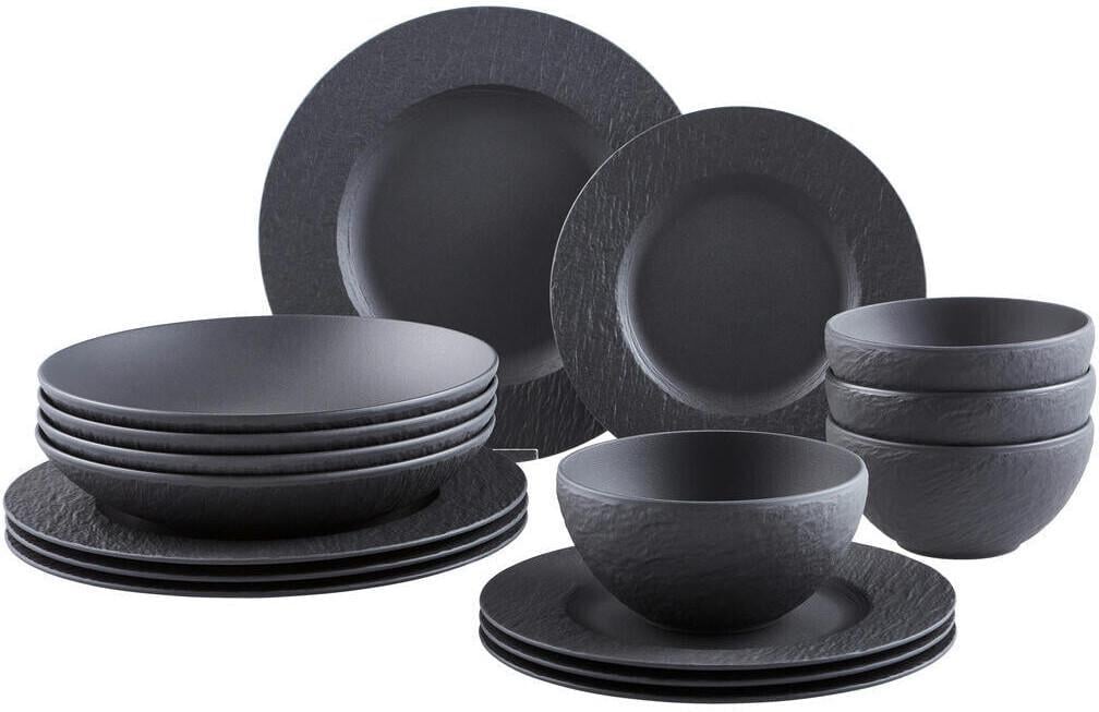 Набор столовой посуды Villeroy & Boch Manufacture Rock 16 предметов Черный