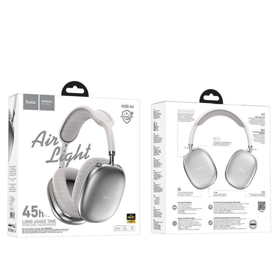 Навушники бездротові Hoco Triumph BT headphones W35 Air Silver BT5.3 AUX/TF 45h Срібний - фото 8