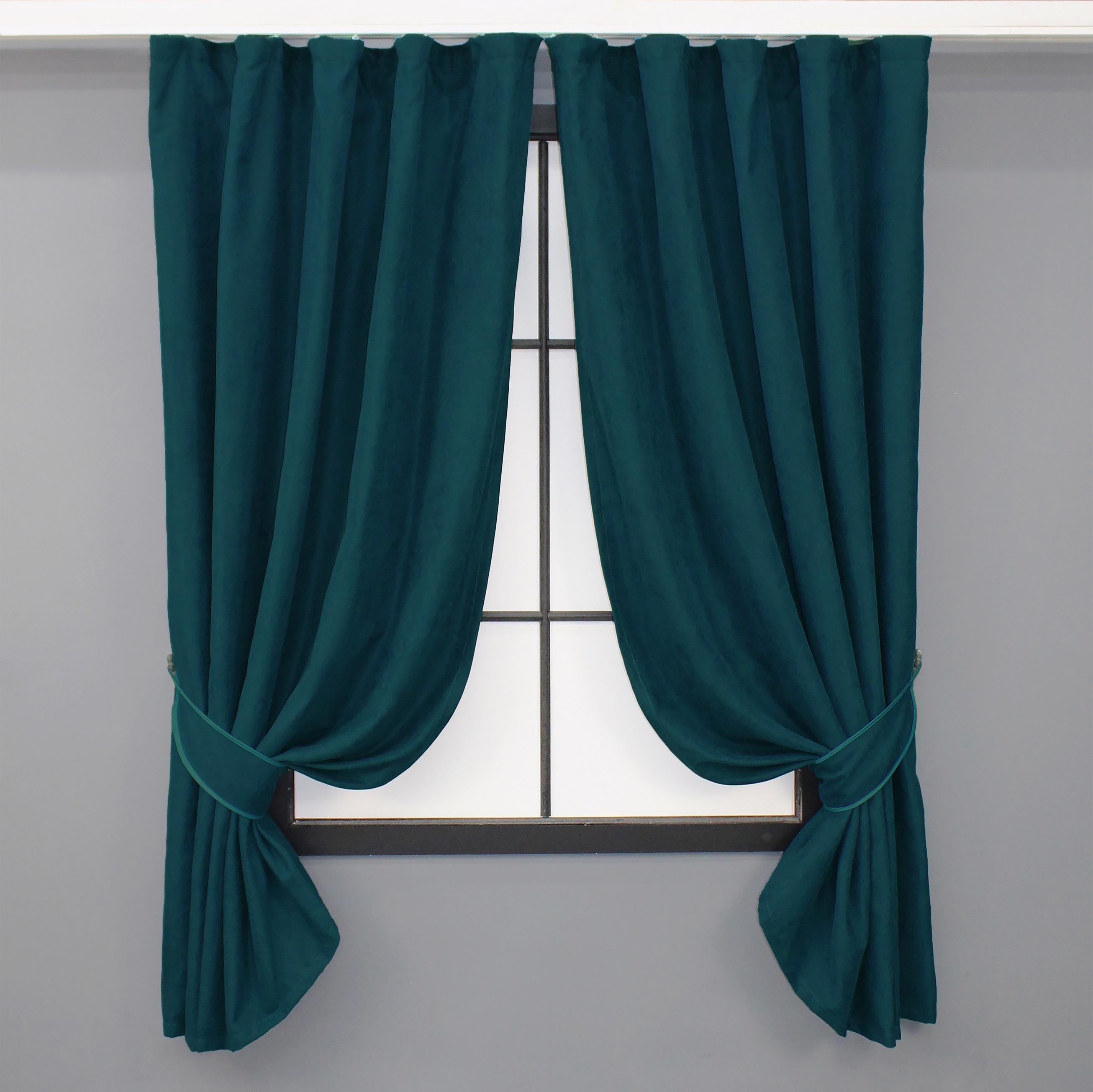 Комплект коротких штор VR-Textil микровелюр Petek №1494ш 140х170 см 2 шт. Изумрудный (35-0222)