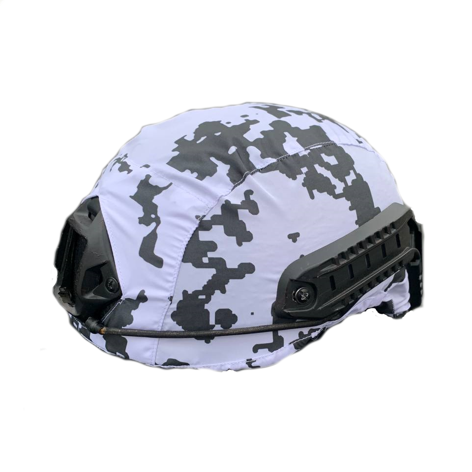 Чехол кавер зимний на шлем Фастекс Тор с лентами молле для маскировки Пиксель