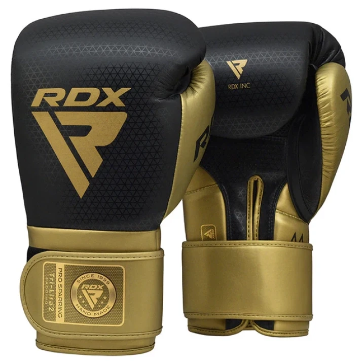 Боксерські рукавички RDX L2 Mark Pro Sparring Boxing Gloves Hook and loop 12oz Чорно-золотий (2977526239)