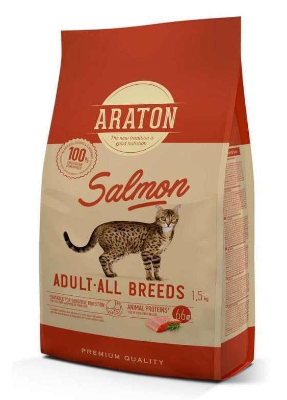 Корм сухий повноцінний Araton All Breeds з лососем для дорослих котів 15 кг (ART45647)