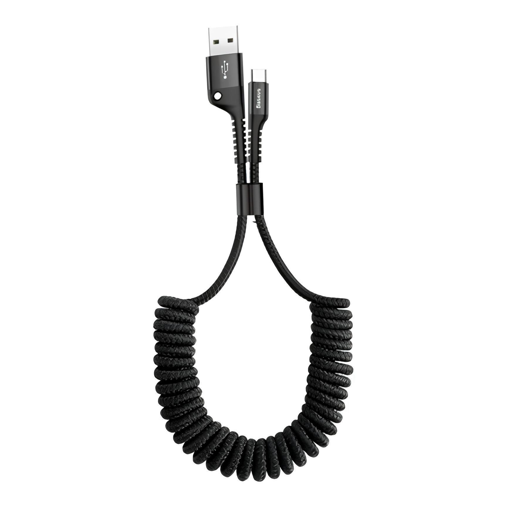 Кабель BASEUS Fish eye Spring USB to Type-C 2A 1 м Black (CATSR-01)