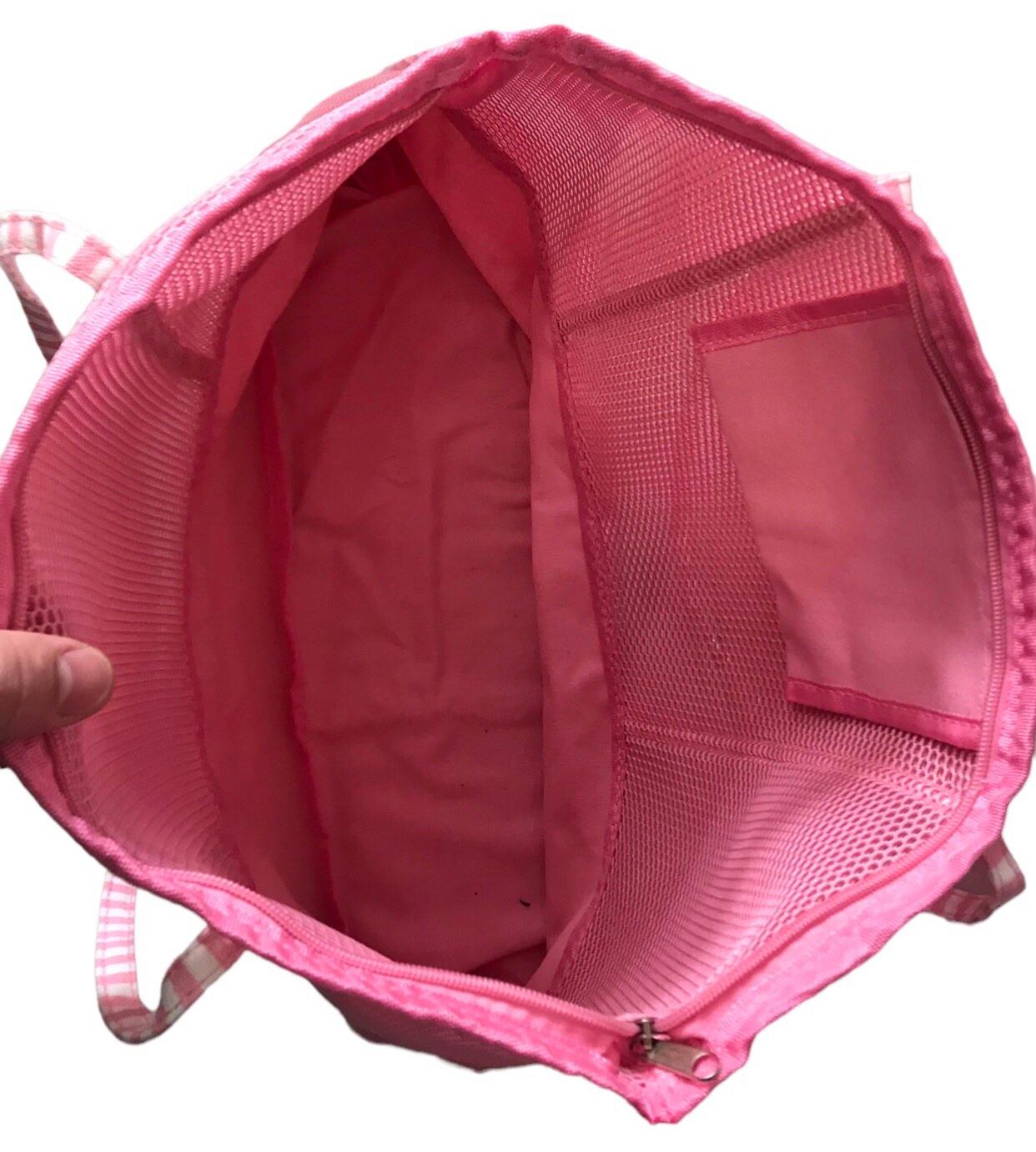 Сумка пляжна жіноча літня з тканини та сітки на блискавці Рожевий (HA320) - фото 4 Сумка пляжна жіноча літня з тканини та сітки на блискавці Рожевий (HA320) - фото 4