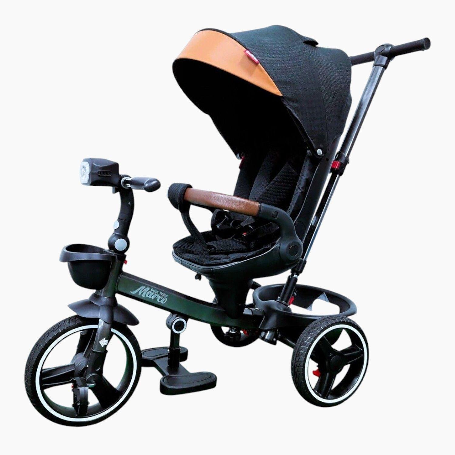 Велосипед дитячий триколісний Best Trike Marco 9155 PU 2025 складане кермо музична фара з батьківською ручкою Зелений (315-40) - фото 1