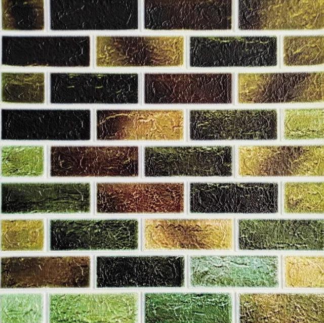 Панель самоклеящаяся 3D Sticker Wall звукоизоляционная 700x770x4 мм кирпич микс Зеленый