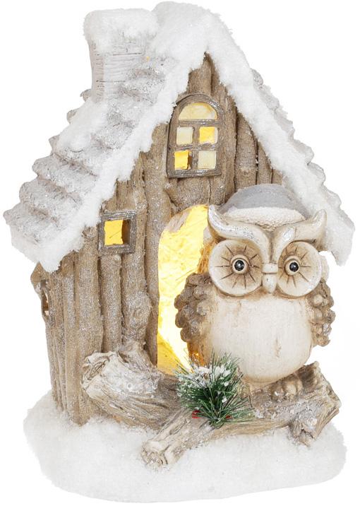 Декор керамічний Будиночок Сови з LED-підсвіткою 38 см (BD-711-271)