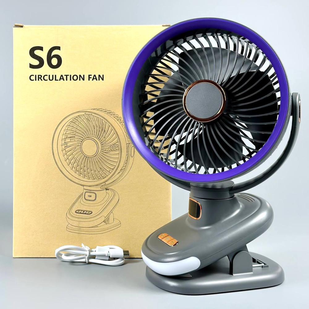 Вентилятор портативний настільний S6 3в1 2400mAh на прищіпці/з дисплеєм/з вбудованим акумулятором Grey ( S6 3in1) - фото 16