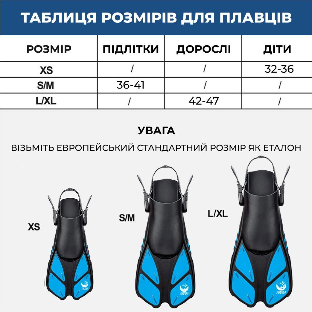 Ласти спортивні VelaSport Shark 42/47 регульовані з відкритою п'ятою Блакитний (00816) - фото 2