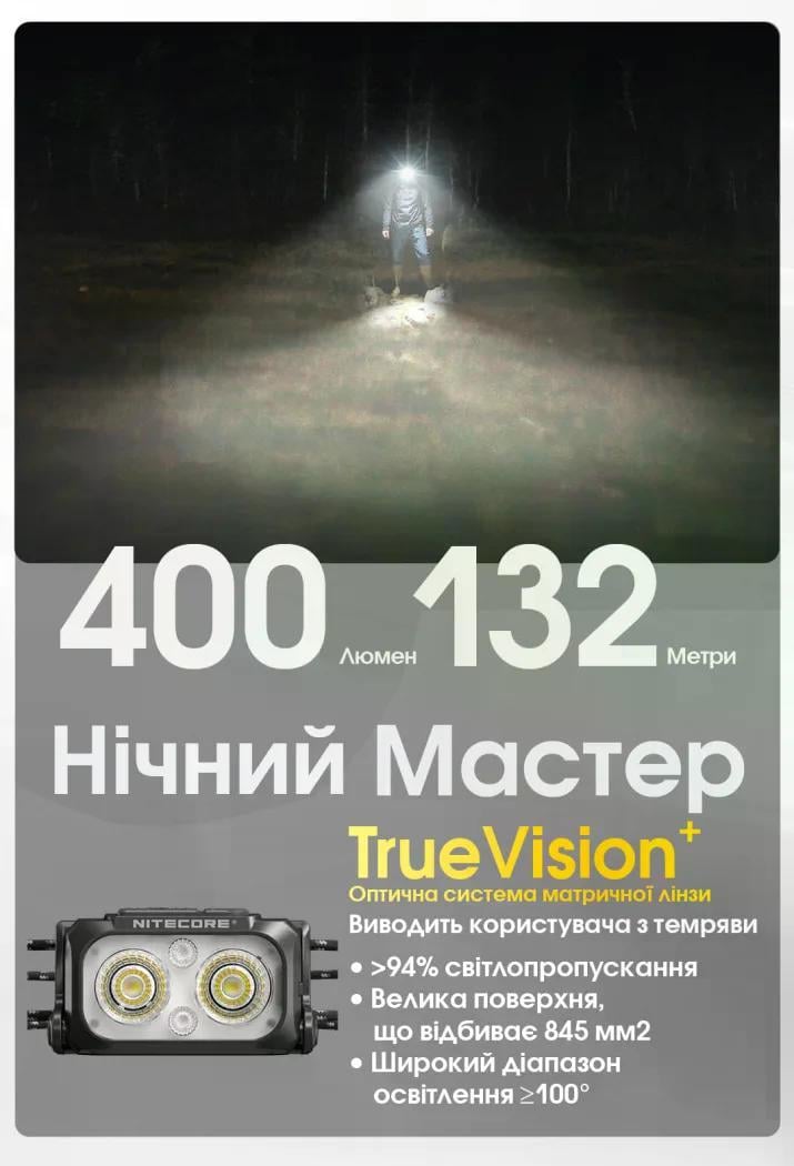 Ліхтар налобний Nitecore NU25 MCT UL 400 lm 132 м USB-C (27831900) - фото 7 Ліхтар налобний Nitecore NU25 MCT UL 400 lm 132 м USB-C (27831900) - фото 7