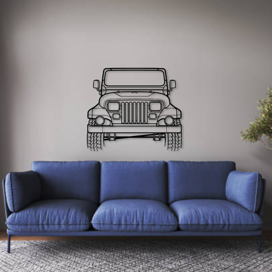 Декор на стену авто Jeep Wrangler Sahara 1988 из металла 120 см (auto283)
