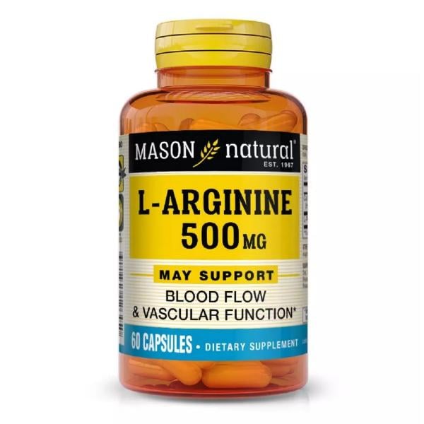 Натуральная добавка с аргинином Mason Natural L-Arginine 500 мг 60 капс. (000021124) Натуральная добавка с аргинином Mason Natural L-Arginine 500 мг 60 капс. (000021124)