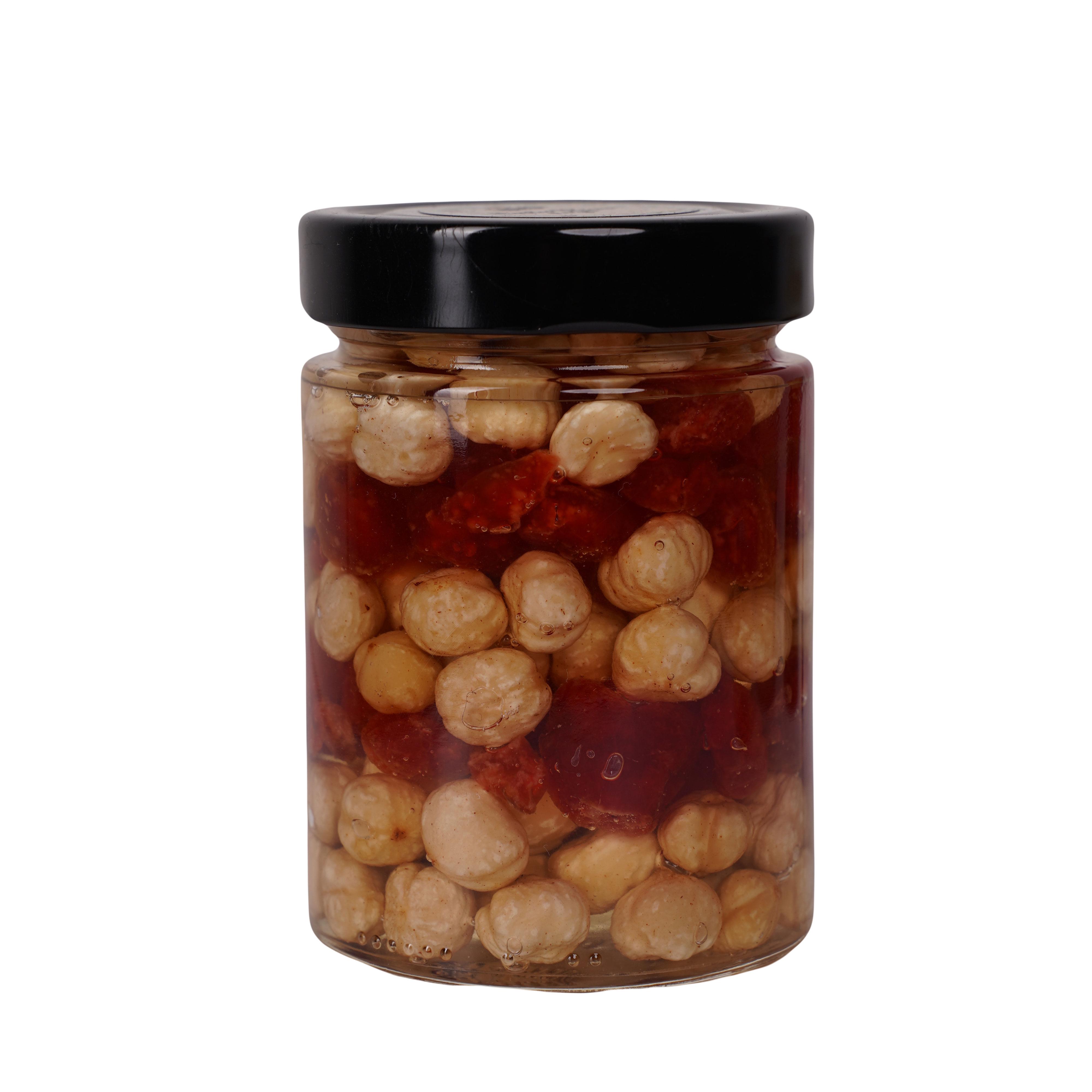 Мед акациевый пчелиный с фундуком и вишней Золотой Нектар в стеклянной банке украинский 400 г