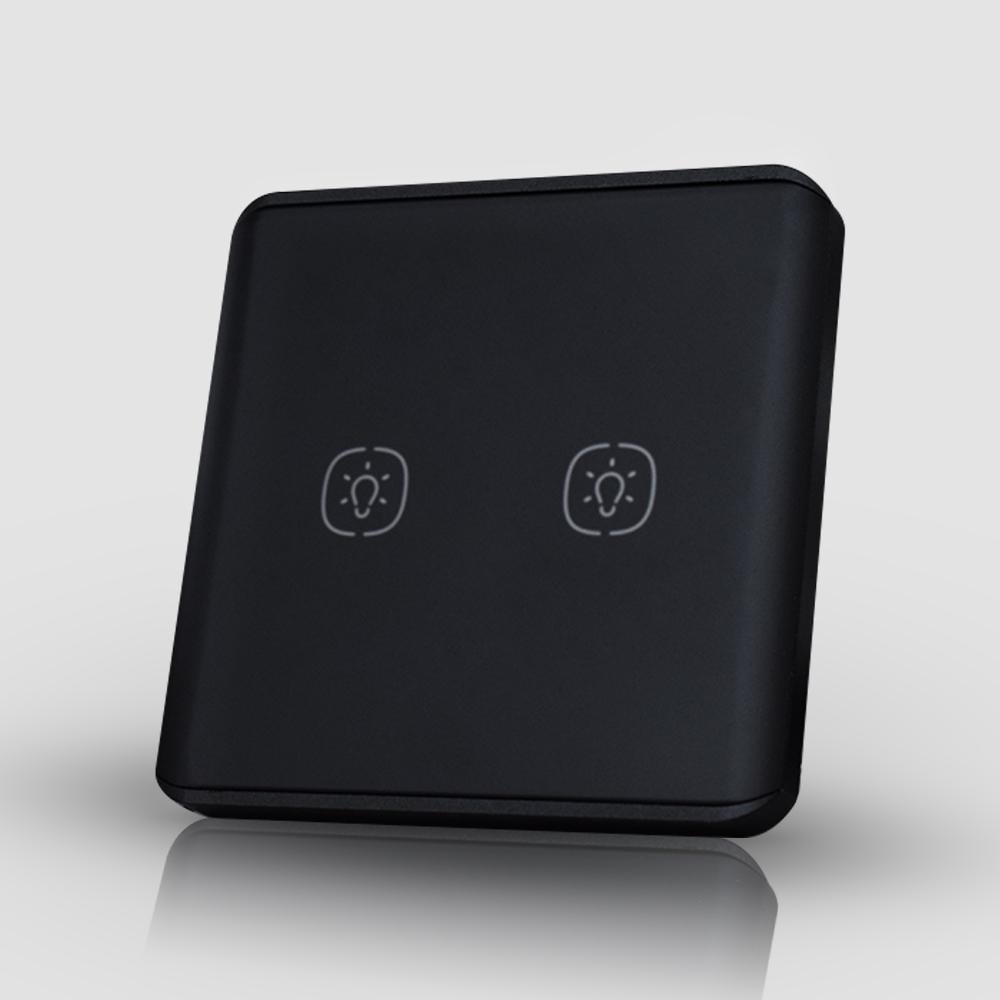 Вимикач сенсорний Tuya Zigbee мат 2 клавіші Чорний