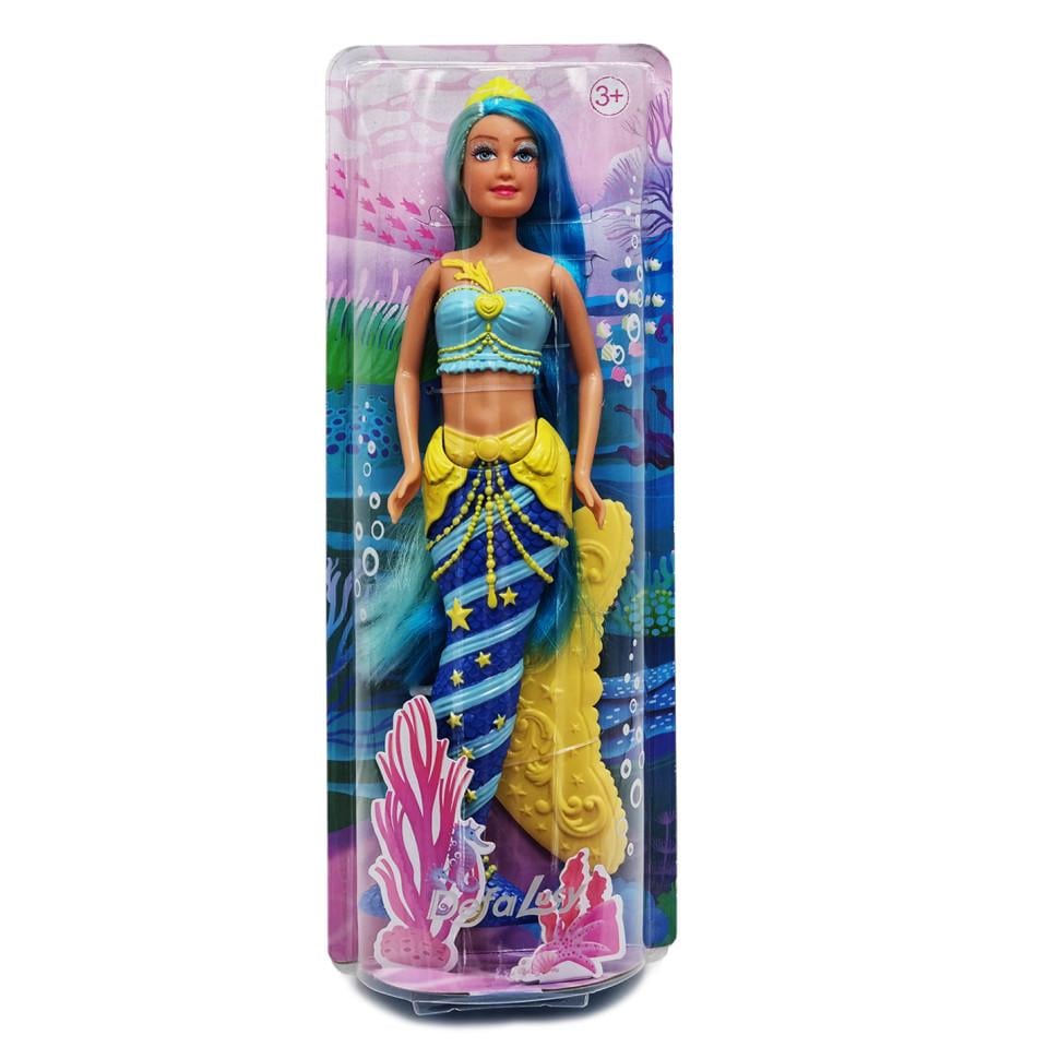 Лялька Русалочка Defa з рухомим хвостом 35 см Жовто-блакитний (ID-188-L-20)