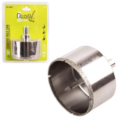 Сверло по стеклу/керамике Alloid корончатое бриллиантовое с центровочным сверлом 70 мм (GS-70070)