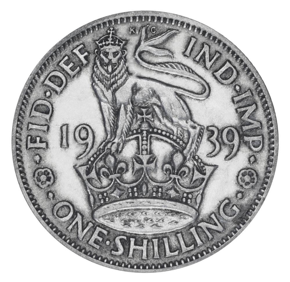 Коллекционная монета Великобритания 1 шиллинг 1939 F-VF Ag 500 5,66 г (М19870)