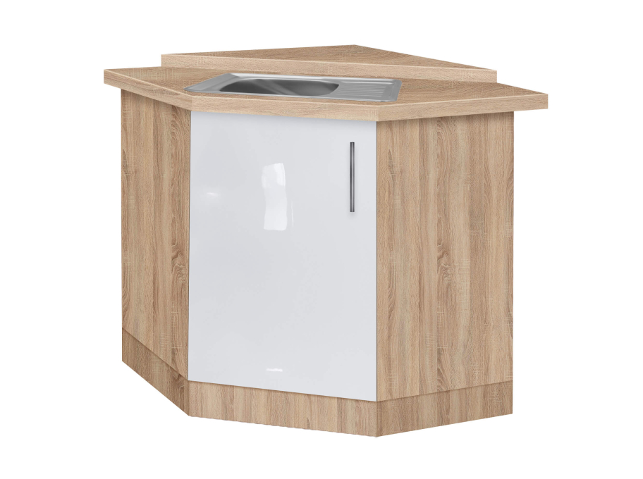 Тумба кутова кухонна №1 МАКСІ-МЕблі прямокутне сатин зі стільницею 1-ї категорії Дуб сонома/Білий гладкий (5103468)