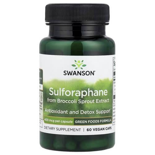Брокколи Swanson Sulforaphane from Broccoli Sprout Extract 400 mcg 60 растительных капс. (SWR048)