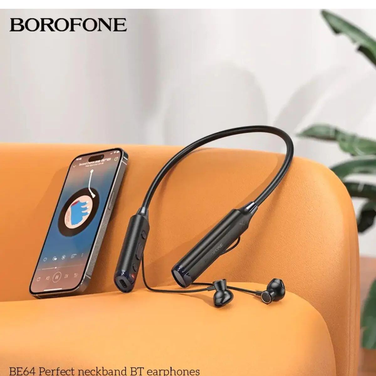 Наушники Borofone BE64 Perfect Neckband BT earphones Black - фото 3