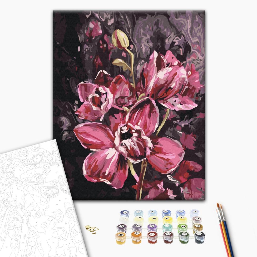 Картина по номерам Brushme Темные орхидеи из хлопчатобумажного полотна 40x50 см (6-83-BS54557)