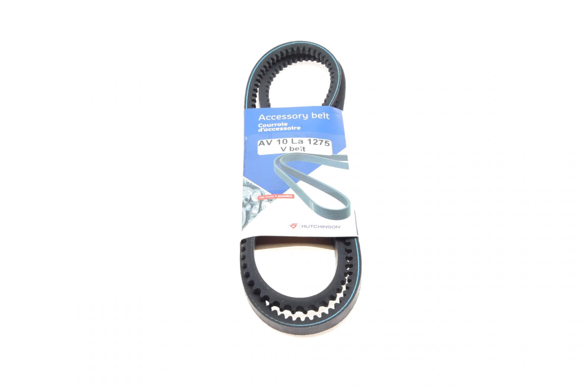 Ремінь генератора HUTCHINSON Ford Transit 2.4/2.5D 83-89/Volvo 740/940 2.3 87-92 10x1275 (AV_10_La_1275)