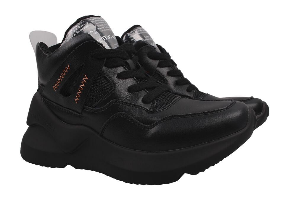 Кроссовки женские Gifanni из кожи на платформе на шуровке р. 37 Черный (48-9DKH)