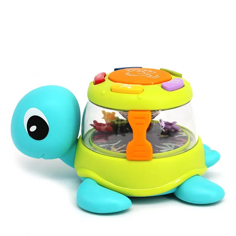 Черепашка музыкальная Bambi подсветка/звуки/мелодии/колыбельные/с барабаном Зеленый (65180)