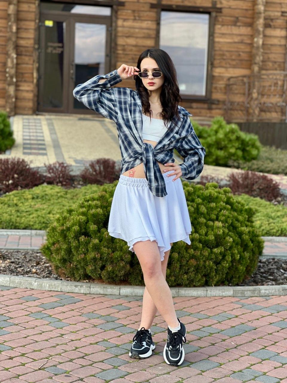 Рубашка женская в клеточку Синий/Белый (2567453283) - фото 3 Рубашка женская в клеточку Синий/Белый (2567453283) - фото 3