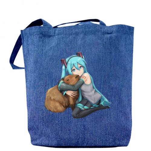 Шоппер Хацуне Мику с капибарой Джинс (14330893-61-186728) - фото 1
