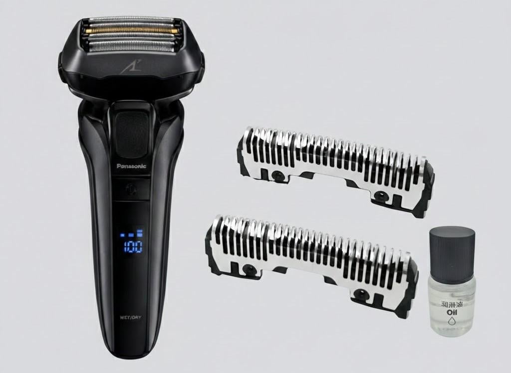 Электробритва Panasonic ES-LV6U-K820-AS5 с дополнительным сменным ножом Panasonic WES-9170Y-1361/маслом WES-8196X-7911 (31871421)