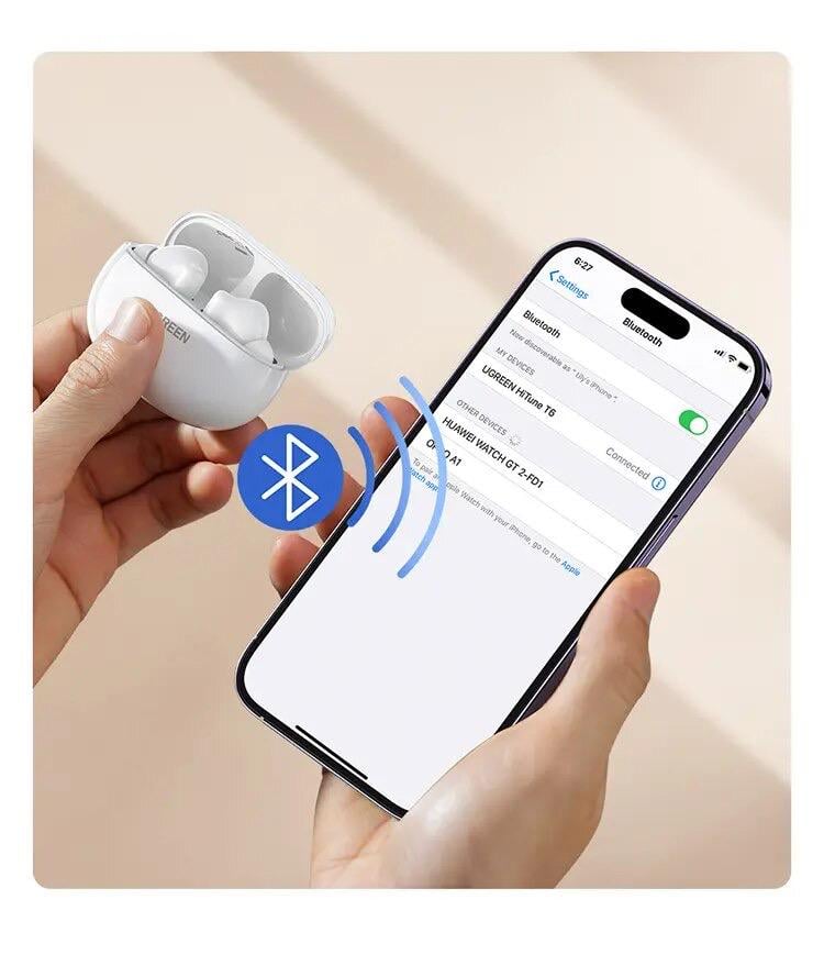 Наушники UGREEN WS200 HiTune T6 с активным шумоподавлением Bluetooth 5.3 Белый (15158) - фото 15