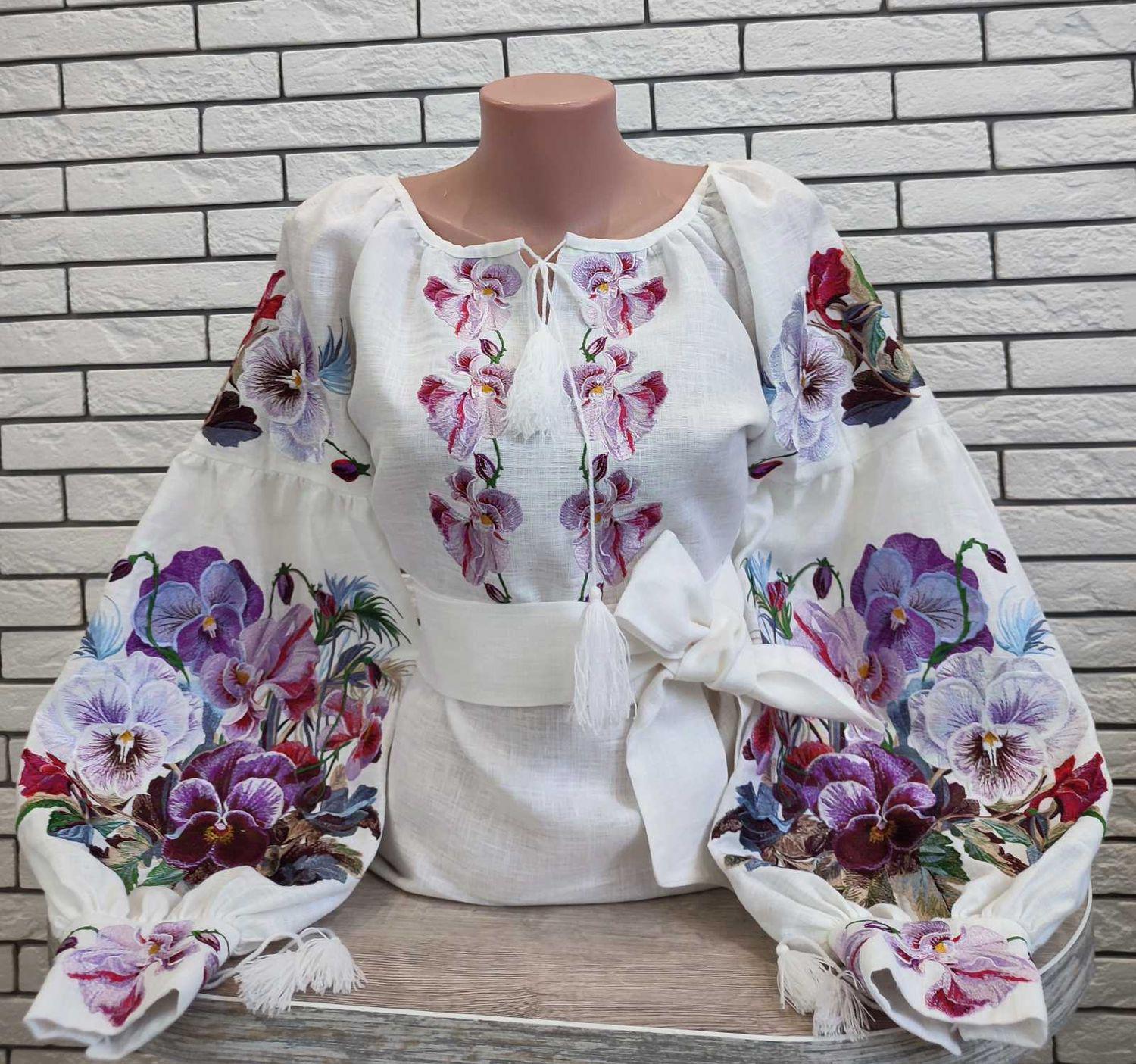 Вышиванка женская с длинным рукавом 3XL Белый (34463XL-60)