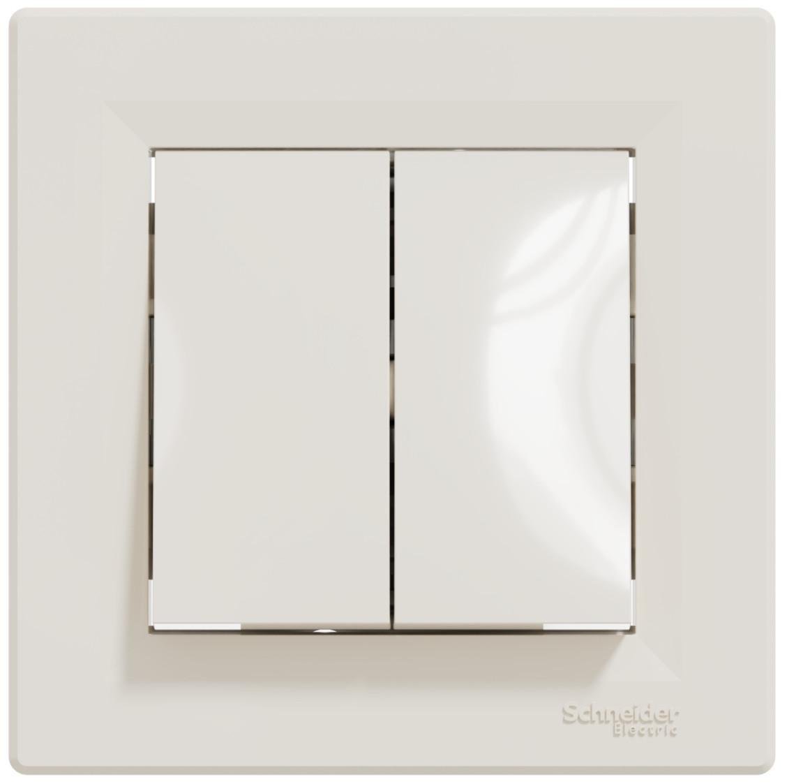 Вимикач двоклавішний Schneider Electric Asfora кнопковий Кремовий (EPH1100123) Вимикач двоклавішний Schneider Electric Asfora кнопковий Кремовий (EPH1100123)